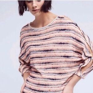 Anthropologie postmark knit cold shoulder striped multi color sweater Sz S
